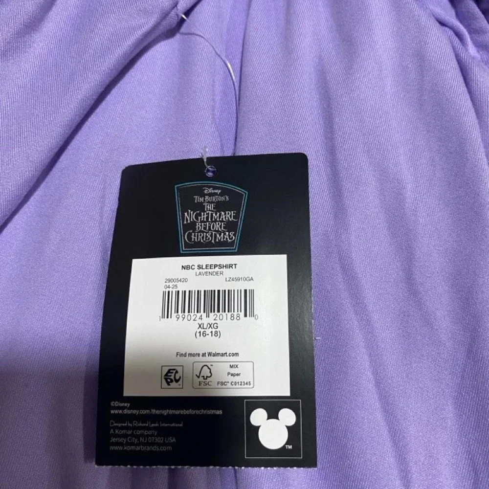 Disney Nightmare Before Christmas purple sleepshirt XL (16-18) MWT. SKU-A543 - Picture 5 of 6